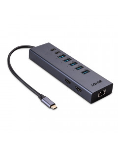 Lindy 43373 DST-Mini Duo, Mini Docking Station per Laptop USB C, 2x HDMI 4K